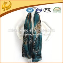 New Noble Fashion Women&#39;s Long Wrap Senhora Shawl Blue Color Silk Leopard Chiffon impresso cachecol